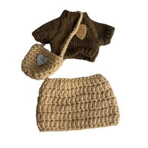 Clothes for Doll (NO Doll) , Handcrafted Tan Crochet 3-Piece Set for 17cm Dolls